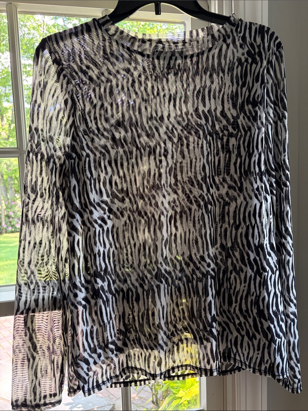 INC fully lined Black and White Zebra Print Sheer Top